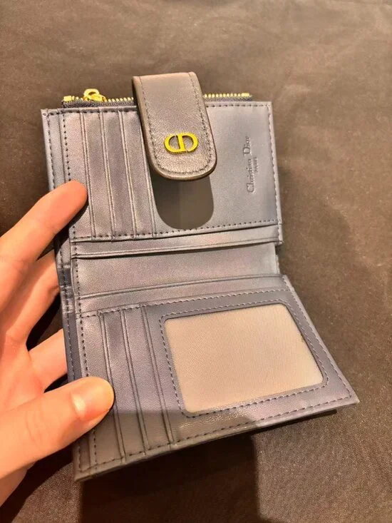 Dior Navy and Cream Signature Canvas Wallet - Picture 2 of 4